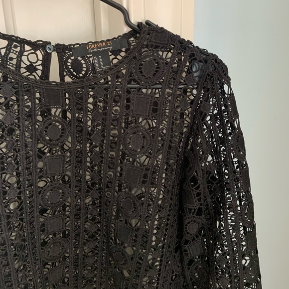 F21 Black Lace Top - Picture 4 of 5